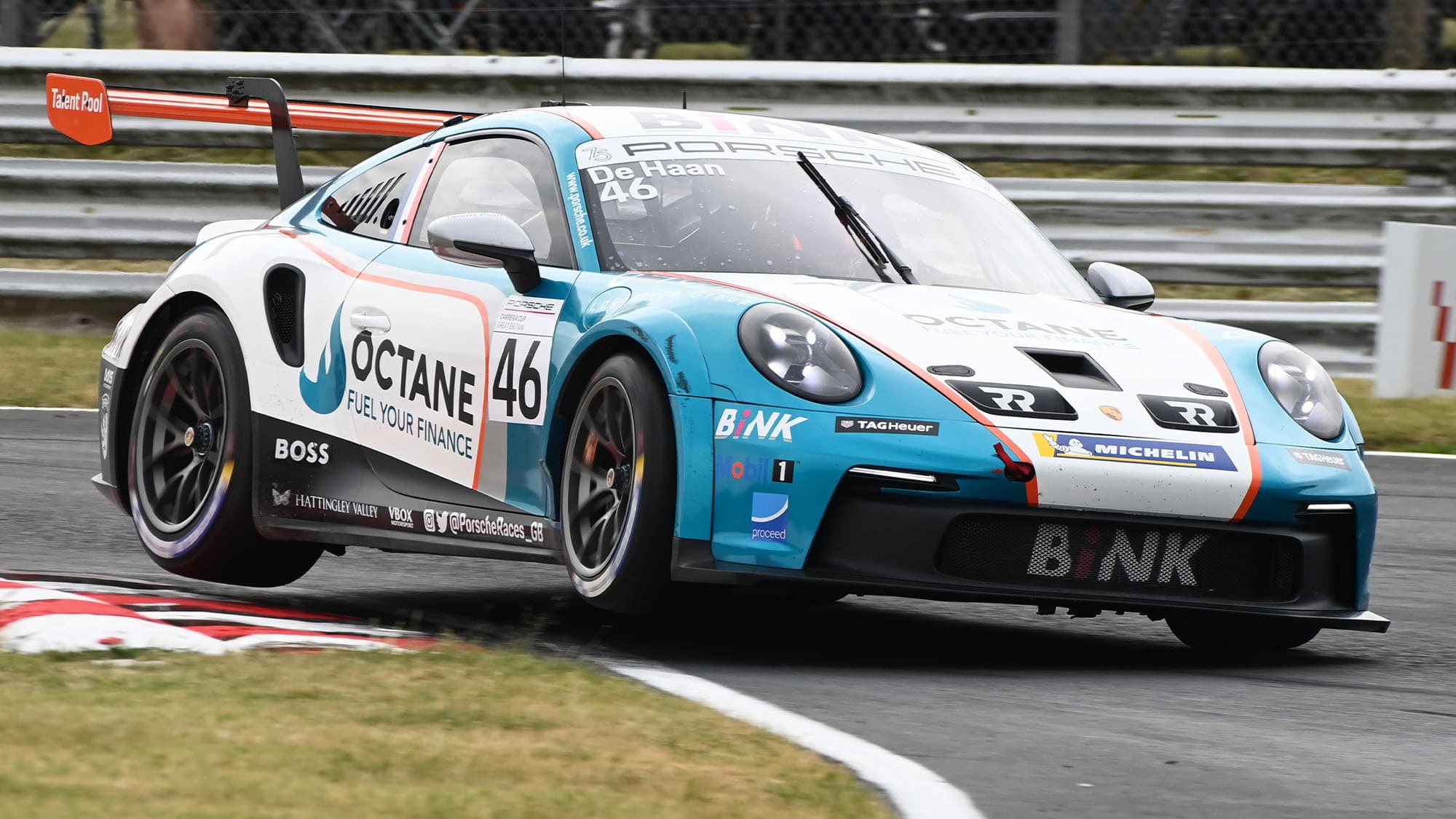 Porsche 911 of Robert de Haan at Carrera GB Oulton Park meeting in 2023
