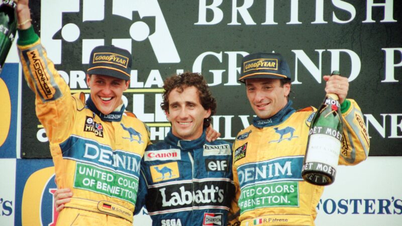 Riccardo Patrese, Michael Schumacher and Alain Prost in 1993