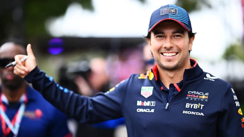 Sergio Perez gives thumbs up