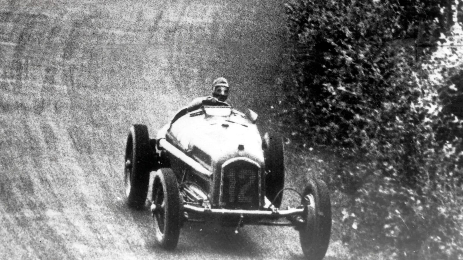 Tazio Nuvolari in his Alfa Romeo
