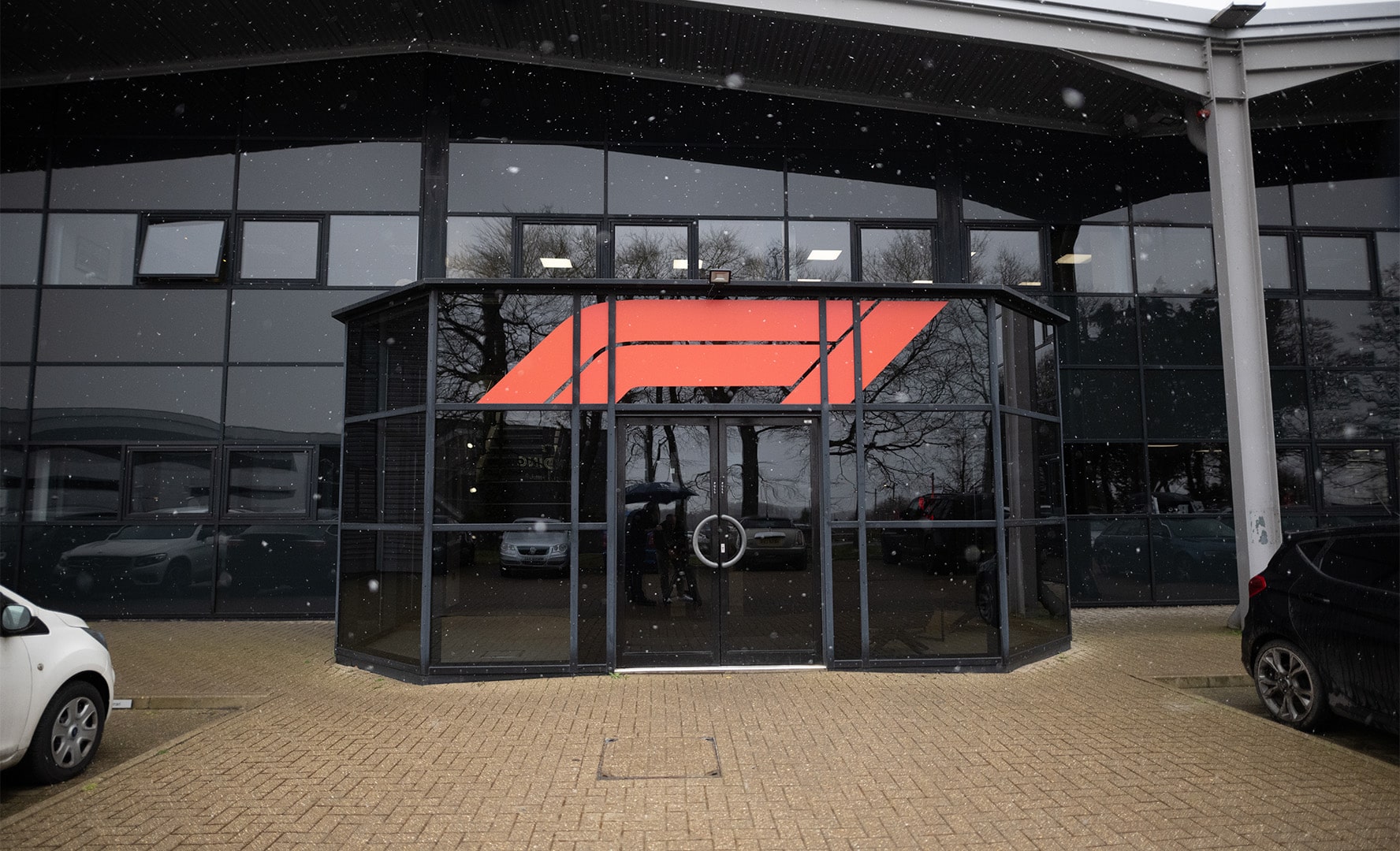 Doors to F1 TV studio at Biggin Hill
