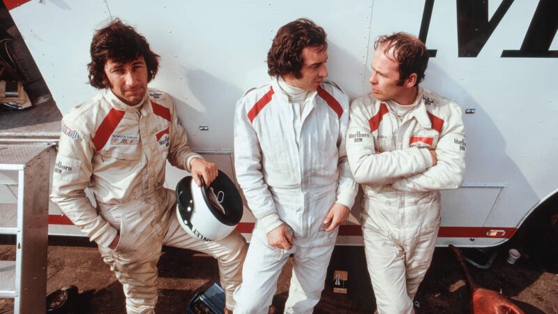 Ganley alongside Jean-Pierre Beltoise and Peter Gethin in 1972