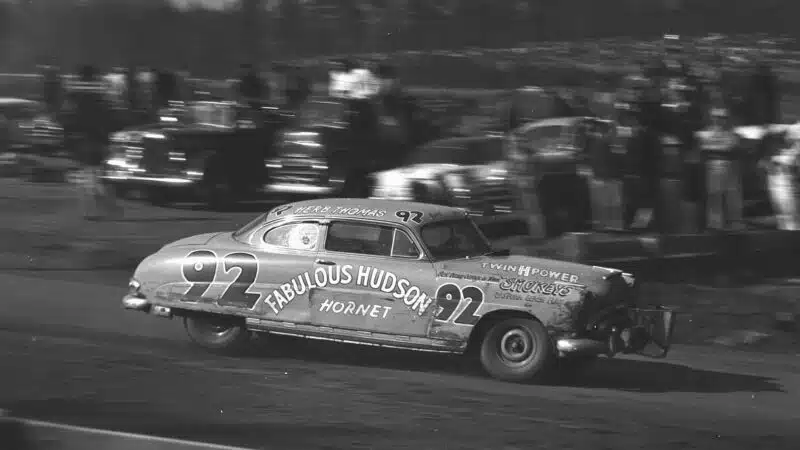 Hudson Hornet of Herb Thomas in 1954 Jacksonville NASCAR race