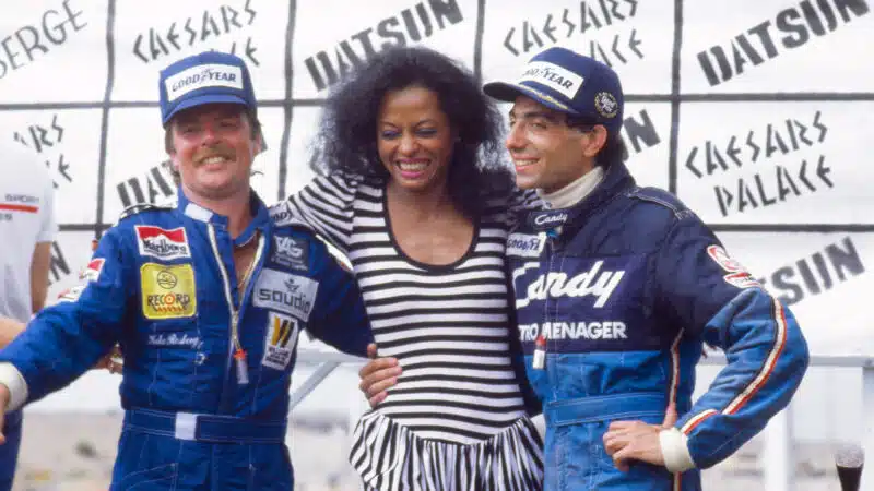 Keke Rosberg with Michele Alboreto after 1982 Las Vegas Grand Prix