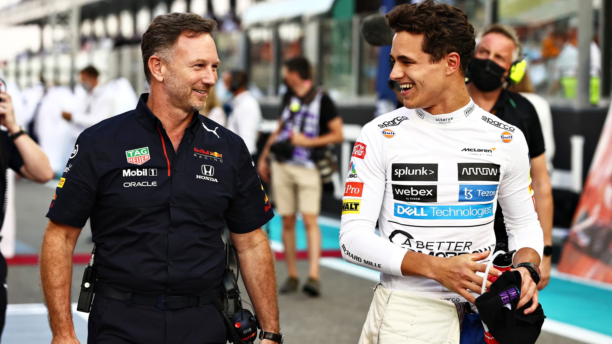 Lando Norris with Christian Horner