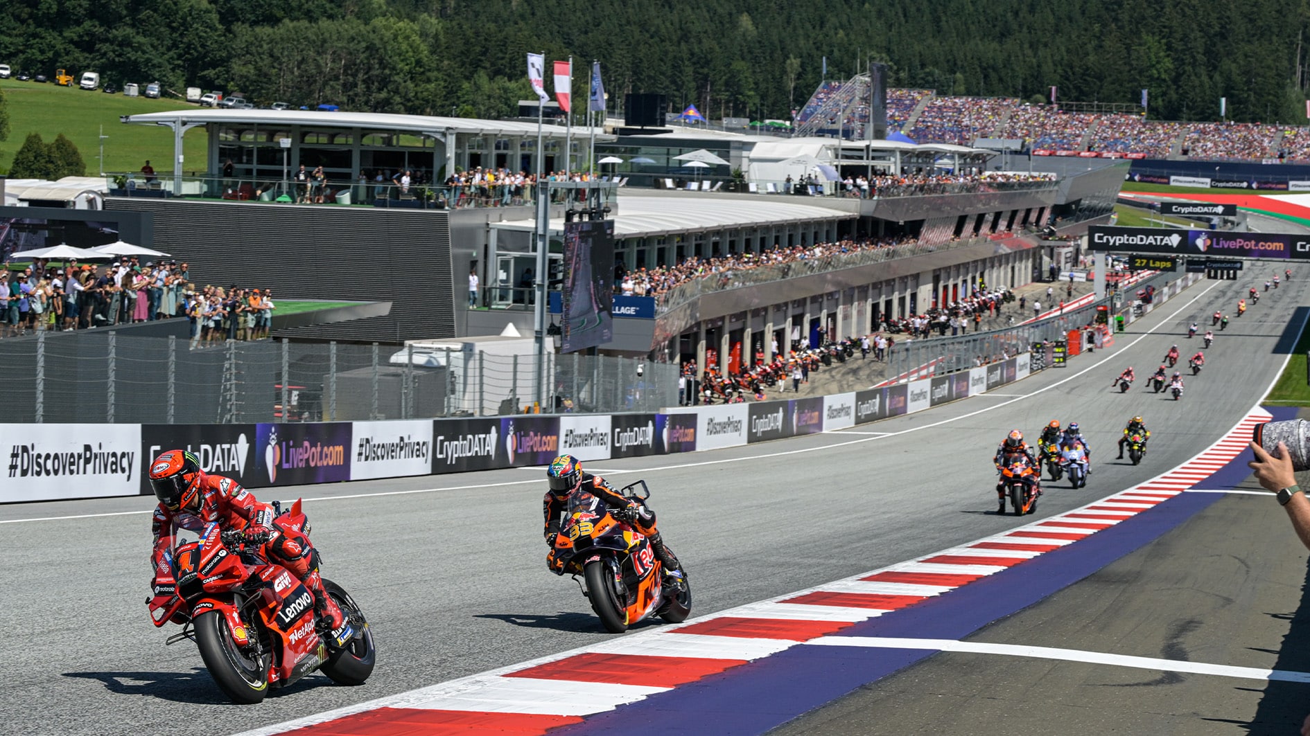 Pecco Bagnaia leads at start of 2023 MotoGP Austrian race