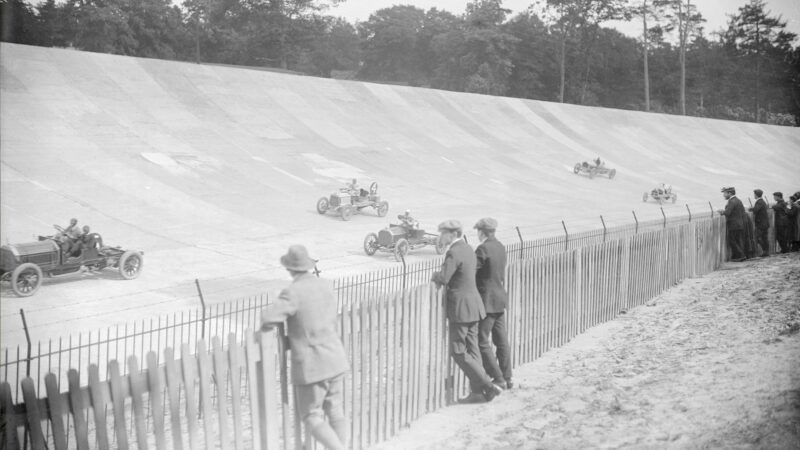 Spectators watch Brooklands' first race