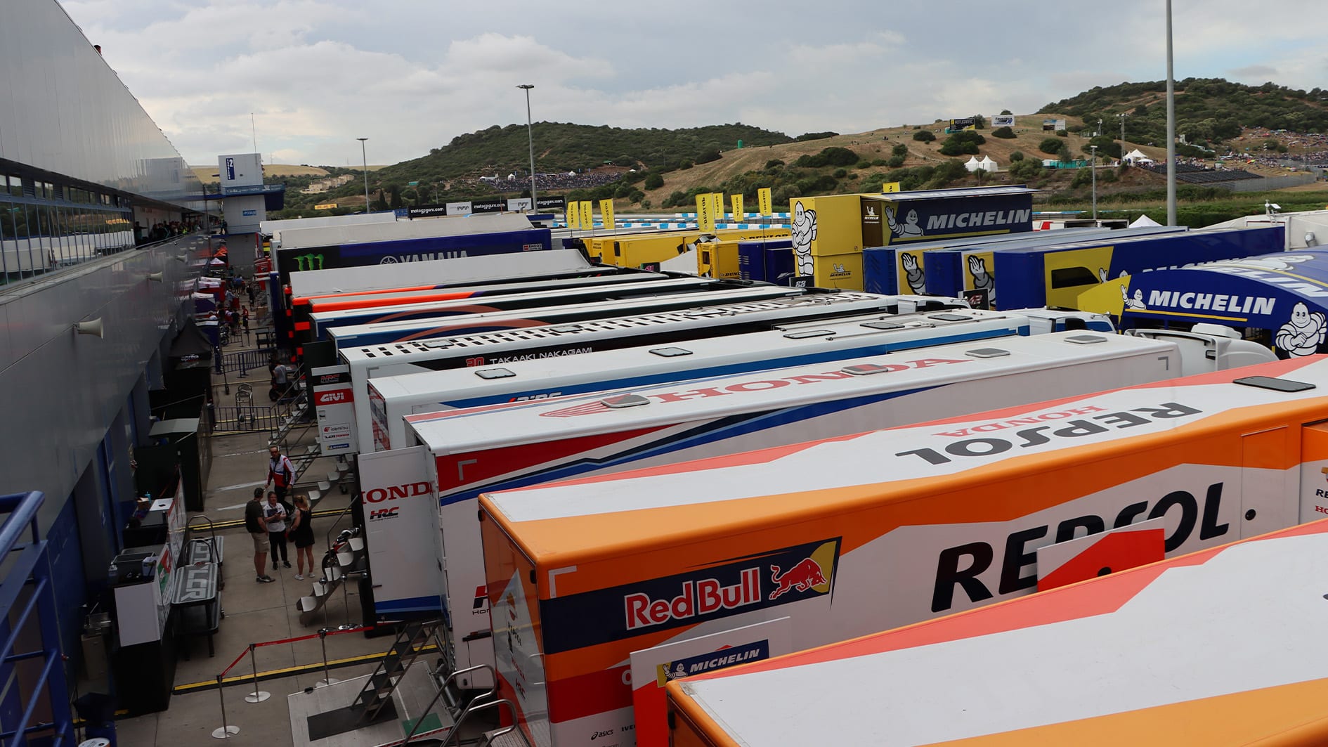 Team trucks in MotoGP paddock