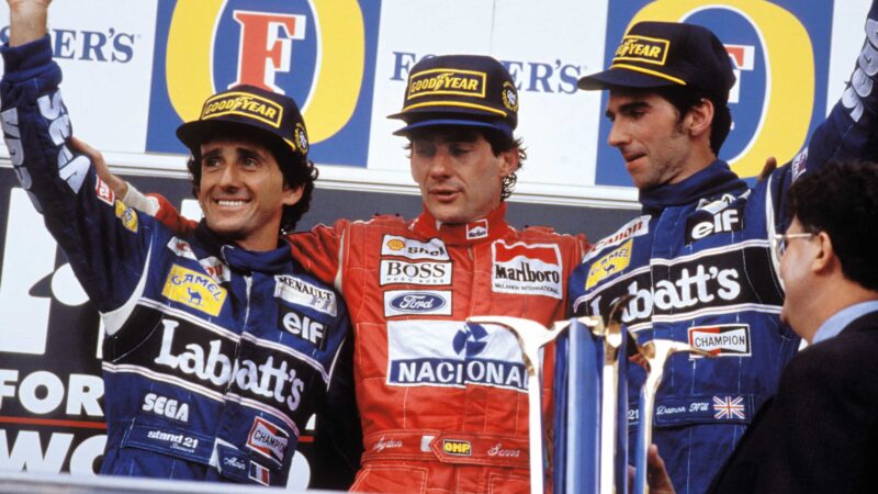 1994, Alain Prost with Damon Hill and Senna