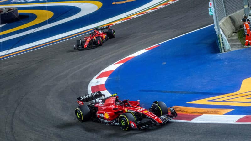 Carlos Sainz ahed of Charles Leclerc in 2023 Singapore GP