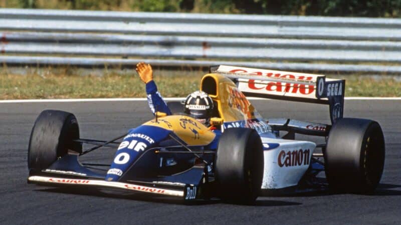 Damon Hill on track in williams in 1993