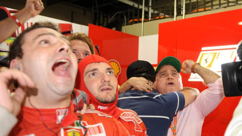 Father of Felipe Massa celebrates victory in 2008 Japanese Grand Prix before Lewis Hamilton wins title