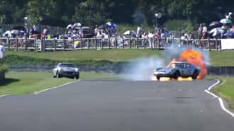 Chandhok’s Ferrari 250 GTO explodes into flames in spectacular Goodwood Revival race