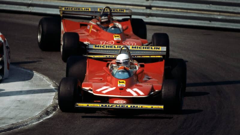 Jody Scheckter leads Gilles Villeneuve in 1979 Monaco Grand Prix