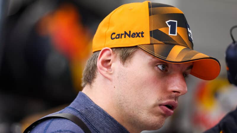 Max Verstappen in Red Bull pits at 2022 Singapore Grand Prix