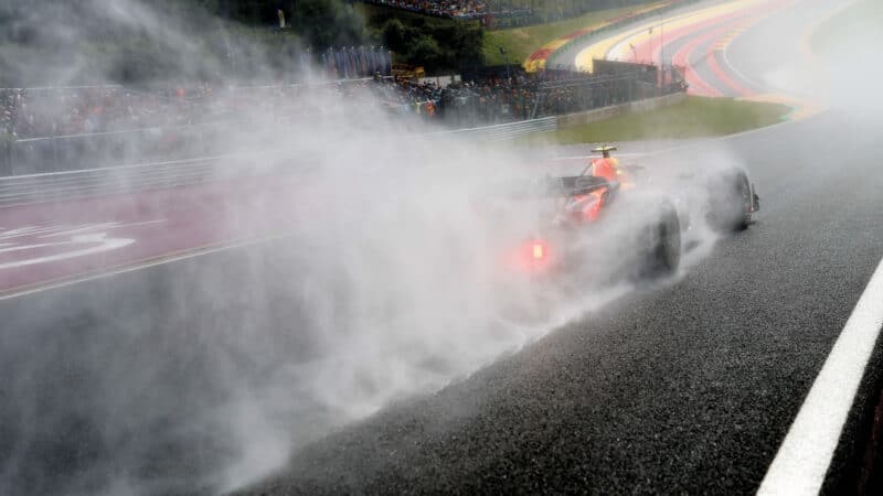 Pérez racing in the rain at Spa