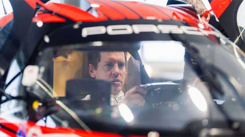Sebastian Vettel at the wheel of Porsche 963 Le Mans Hypercar