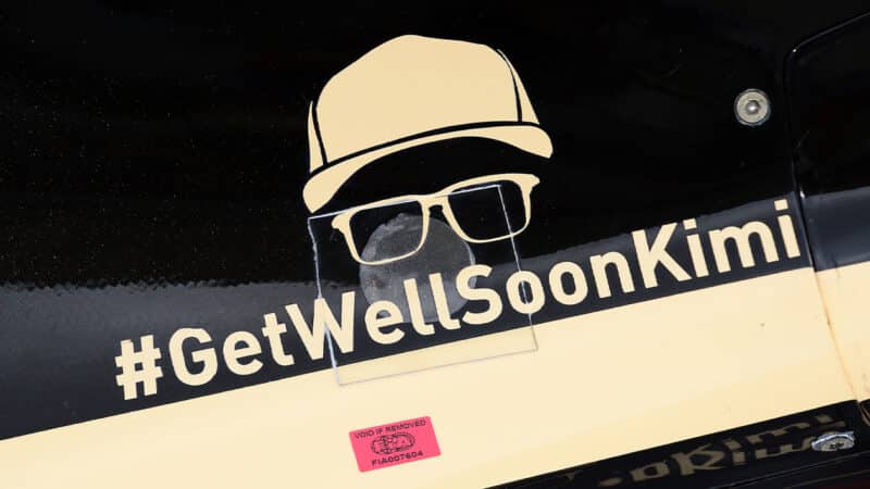 Get well soon Kimi sign on Lotus F1 truck at 2013 United States Grand prix