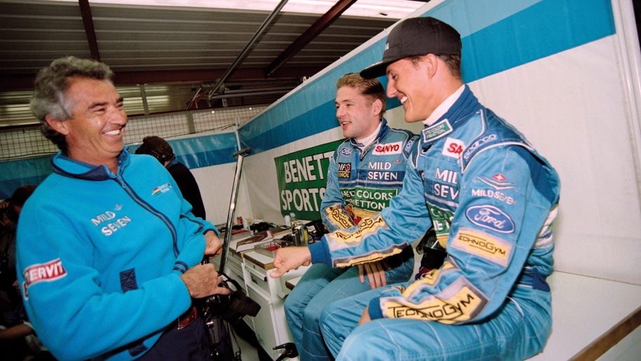 Flavio Briatore, Michael Schumacher and Jos Verstappen, 1994