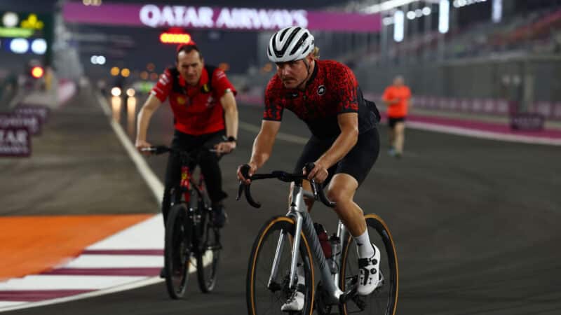 Valtteri Bottas cycling on Losail circuit ahead of 2023 Qatar Grand Prix