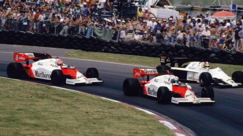 1984 Prost, leading, Lauda