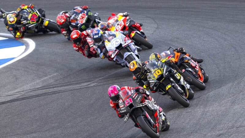 Aleix Espargaro leads the pack at MotoGP Thai GP in 2023