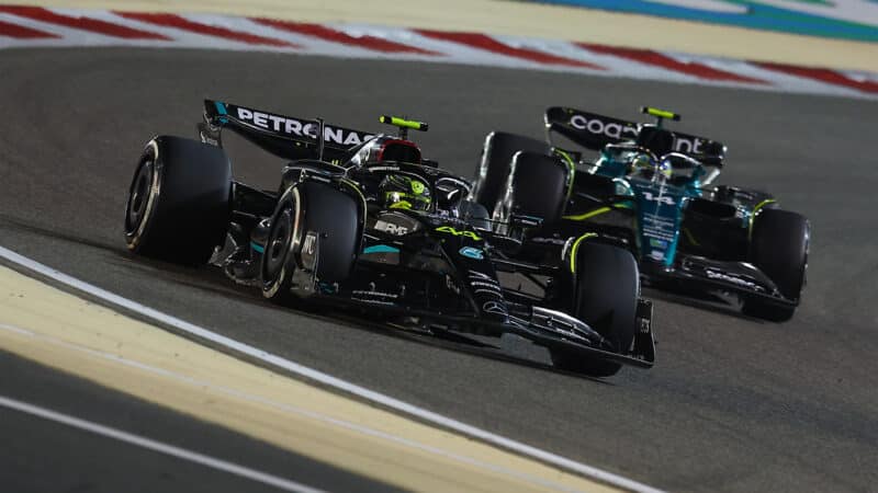 Fernando Alonso and Lewis Hamilton 2023 Bahrain Grand Prix