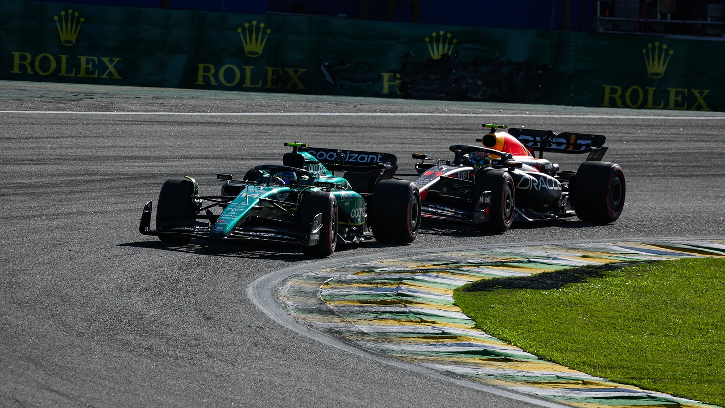 Sergio Perez and Fernando Alonso at 2023 Sao Paulo grand prix
