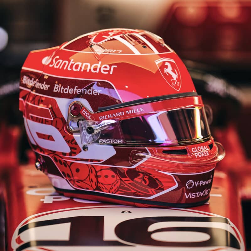 Charles Leclerc 2023 Las Vegas GP crash helmet