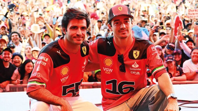 Charles Leclerc and Carlos Sainz share the stage