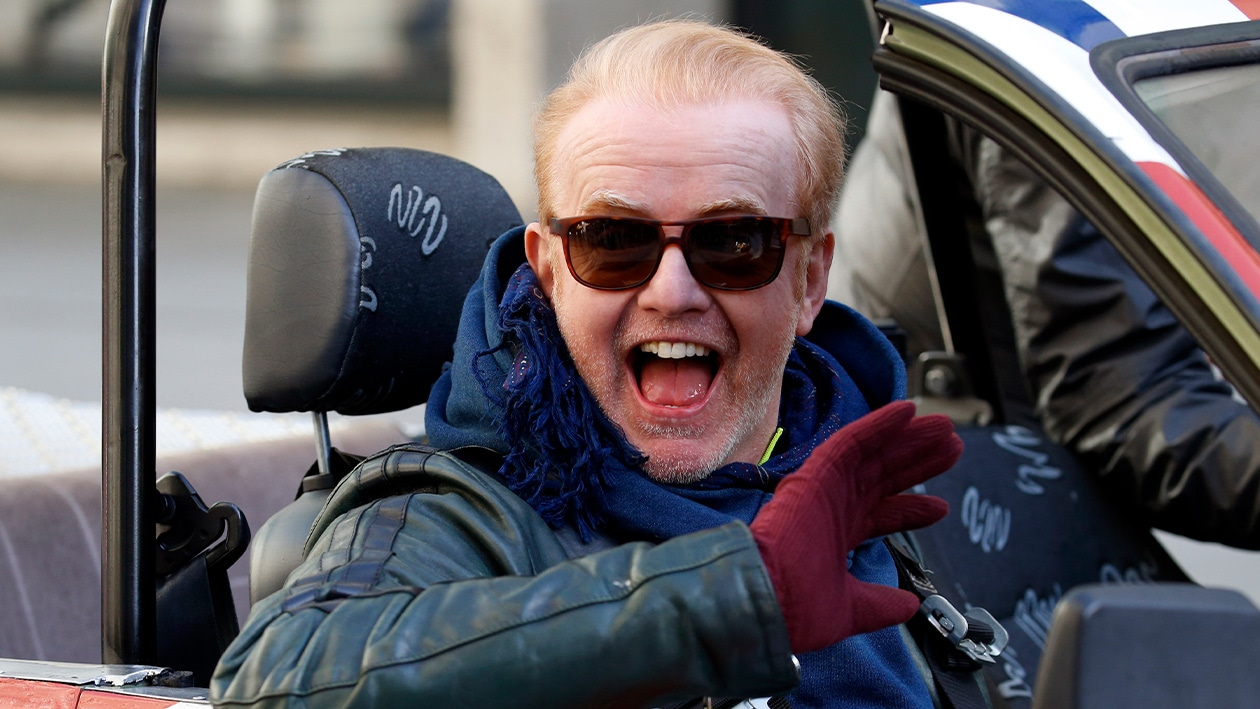 Chris Evans in Reliant Robin for Top Gear