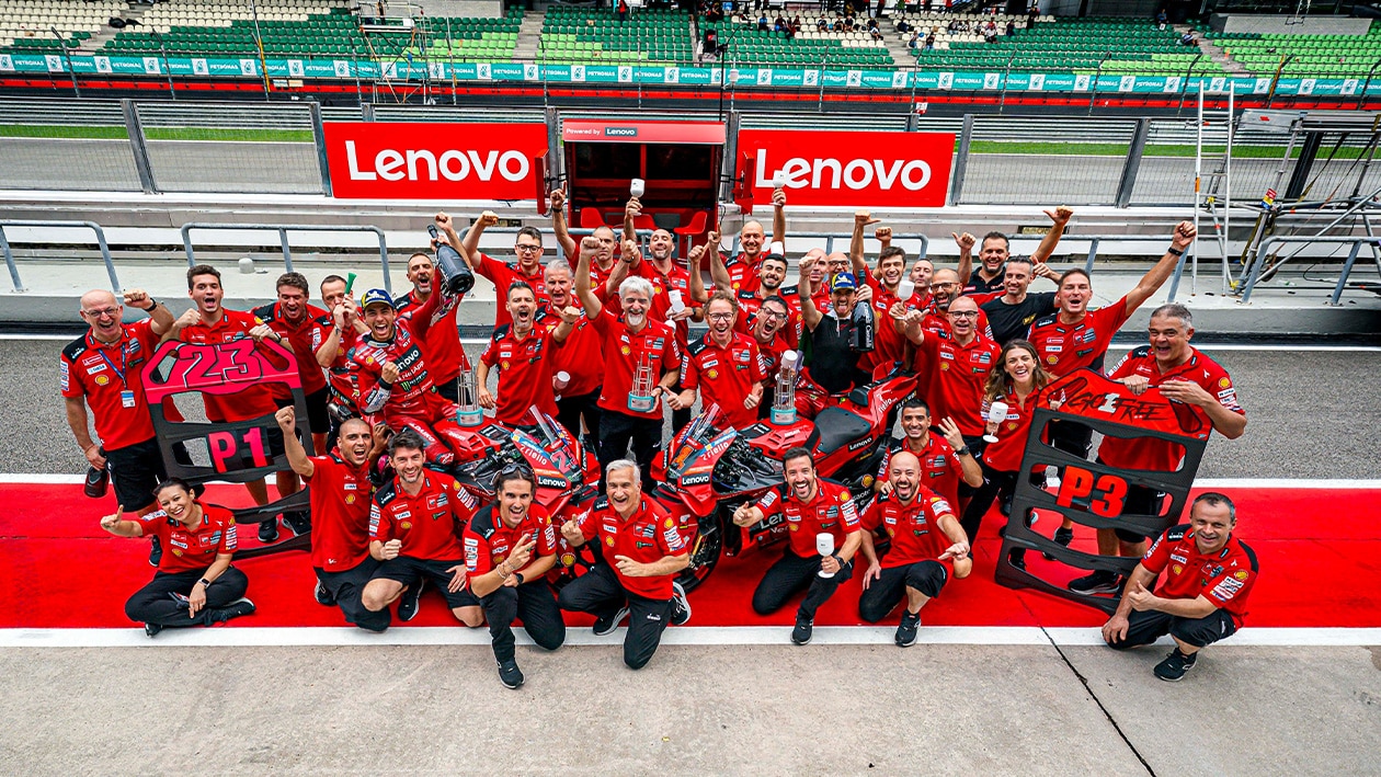 Ducati factory team celebrates 1-3 podium finish at MotoGP Malaysian GP