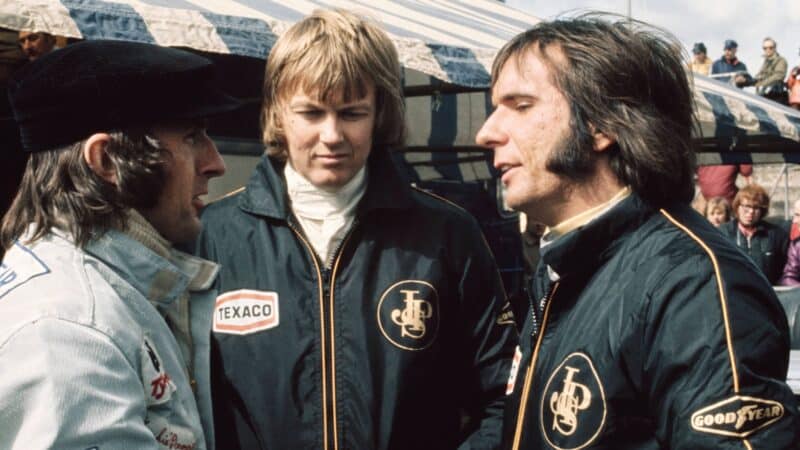 Emerson Fittipaldi, Ronnie Peterson and Jackie Stewart