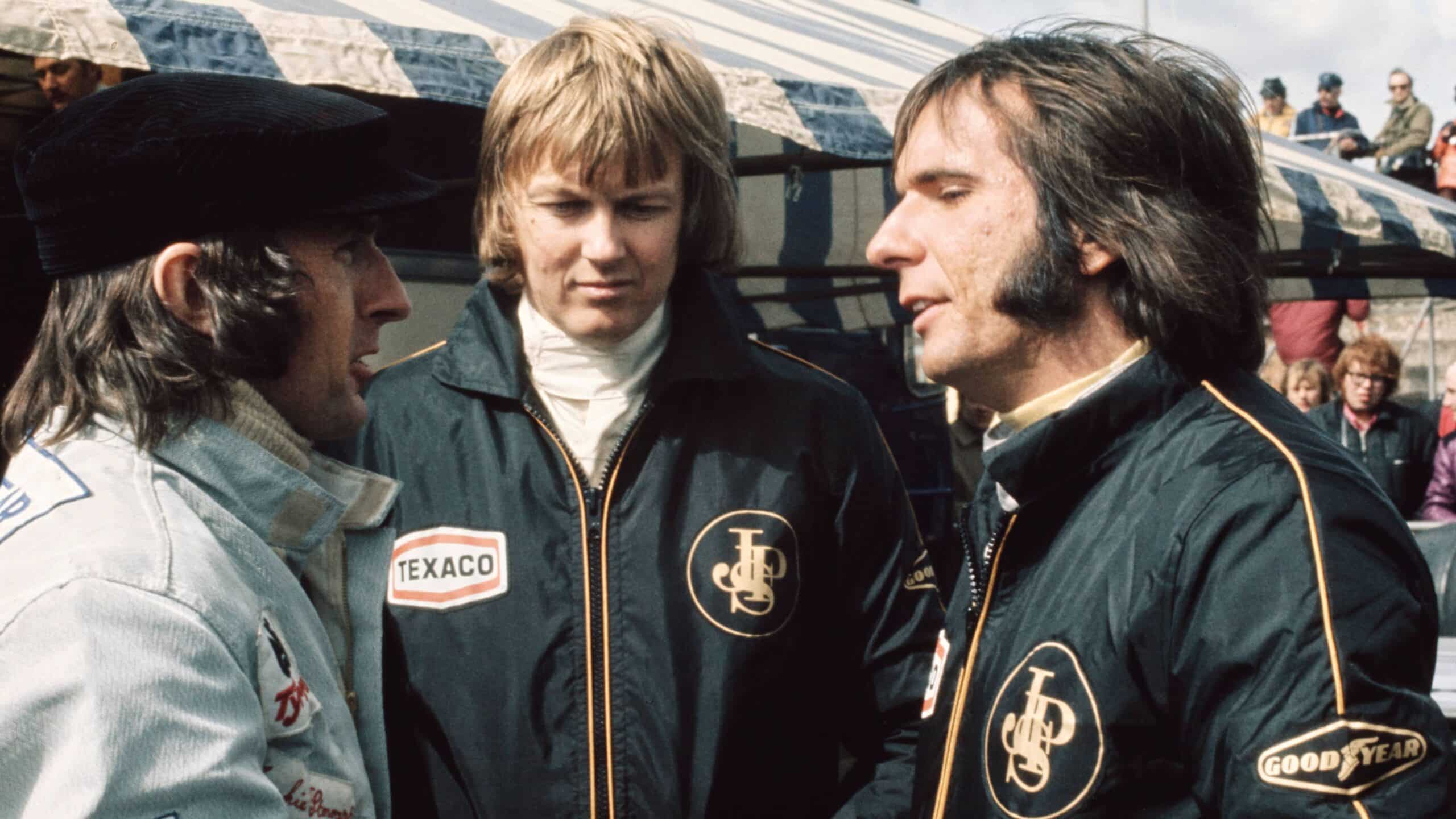 Emerson Fittipaldi, Ronnie Peterson and Jackie Stewart