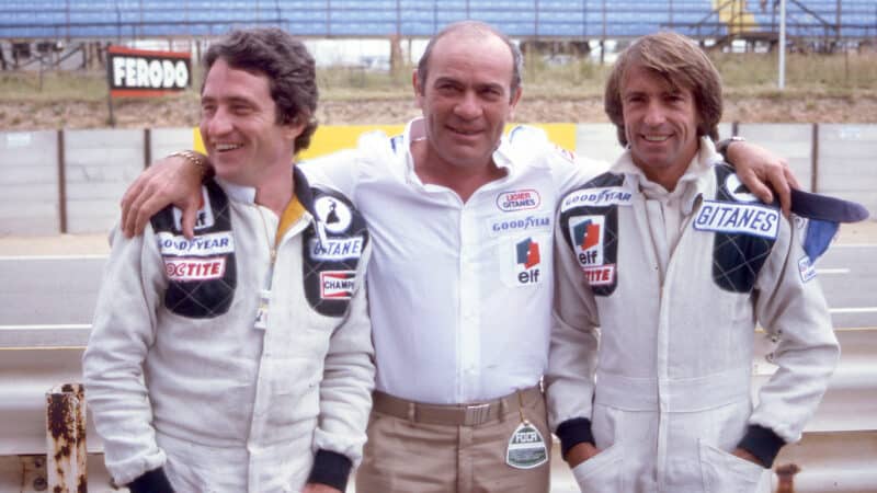 Jacques Laffite with Guy Ligier and Patrick Depailler
