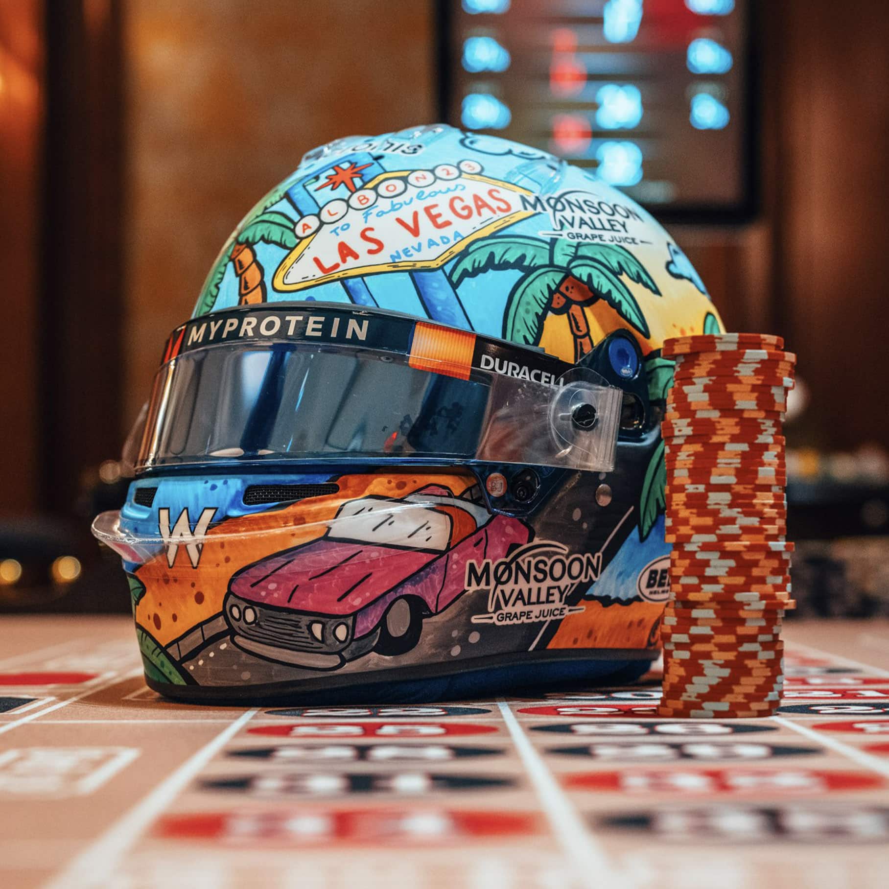 Alex Albon Las Vegas helmet side view