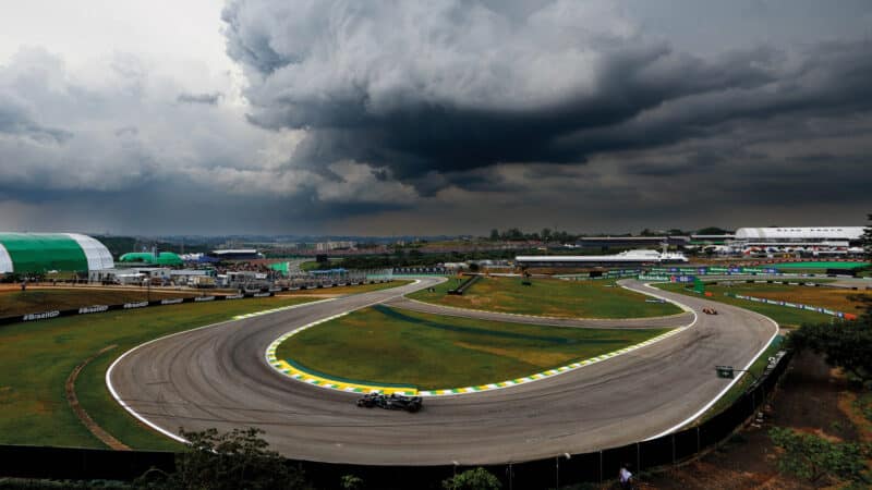 Storm clouds gather during qualifying in São Paulo