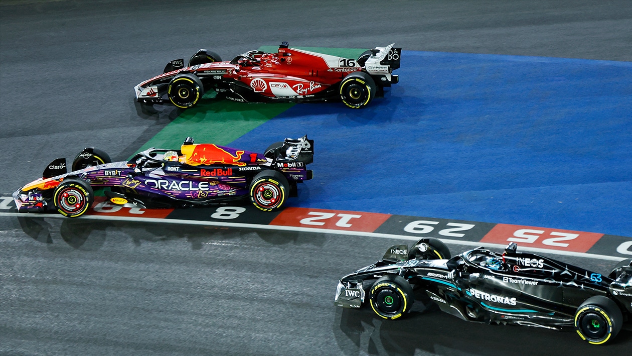 Max Verstappen and Charles Leclerc run off track in 2023 Las Vegas Grand Prix