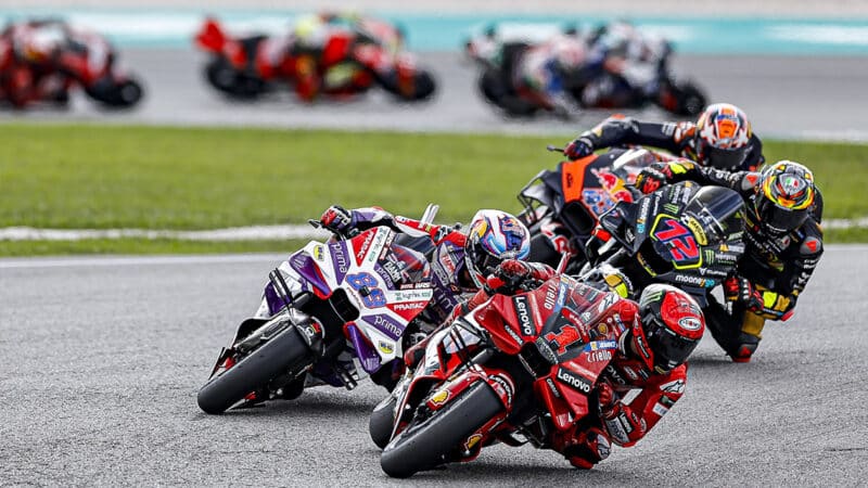 Pecco Bagnaia ahead of Jorge Martin in 2023 MotoGP Malaysian GP
