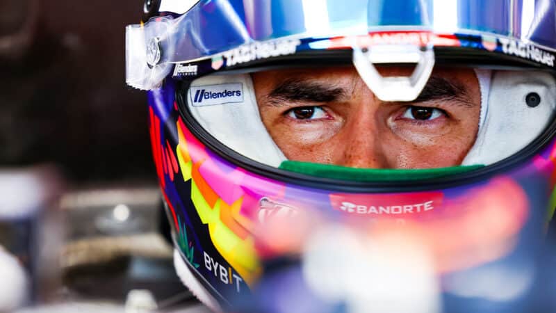 Sergio Perez with helmet on
