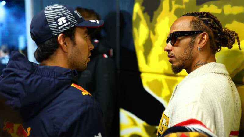 Lewis Hamilton and Sergio Perez at Las Vegas Grand Prix 2023