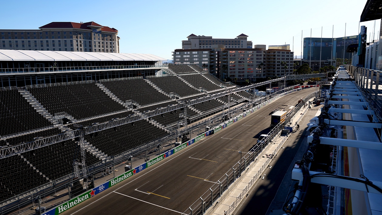 Start finish straight of Las Vegas Grand Prix circuit