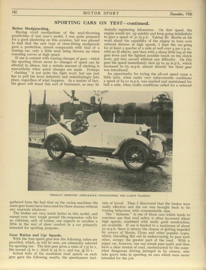 Editor Richard Twelvetrees tested a new Salmson in 1926