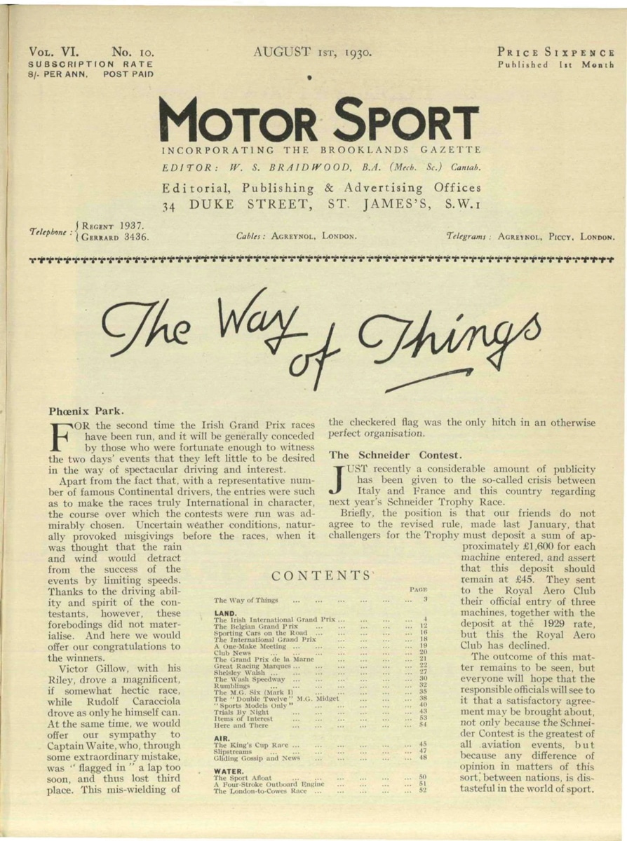 August 1930, price: sixpence
