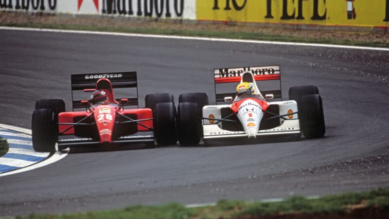 Alesi alongside Senna in 1991 Spanish GP