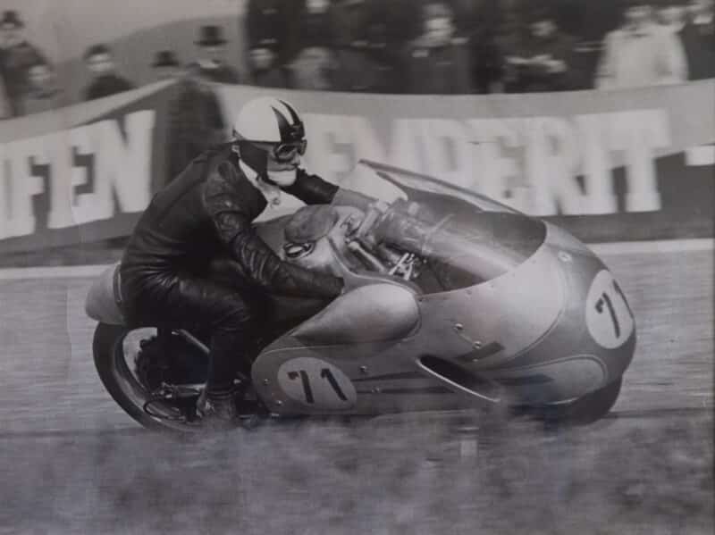 Cecil Sandford on DKW two-stroke triple in 1956
