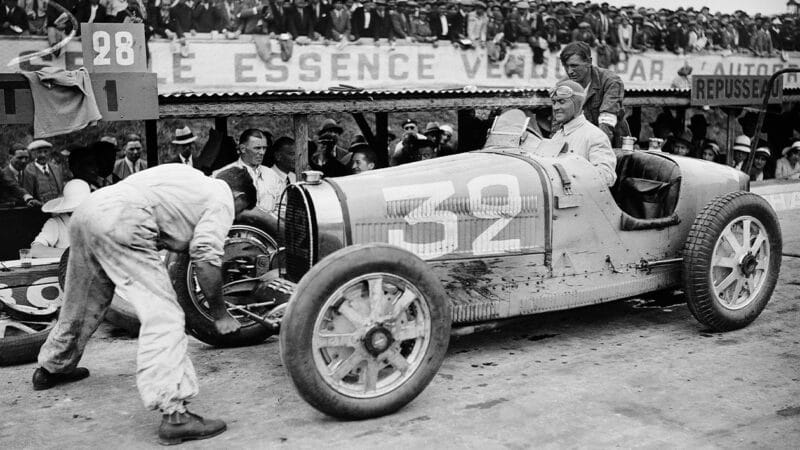 Louis Chiron in pits at Montlhery in 1931 French GP