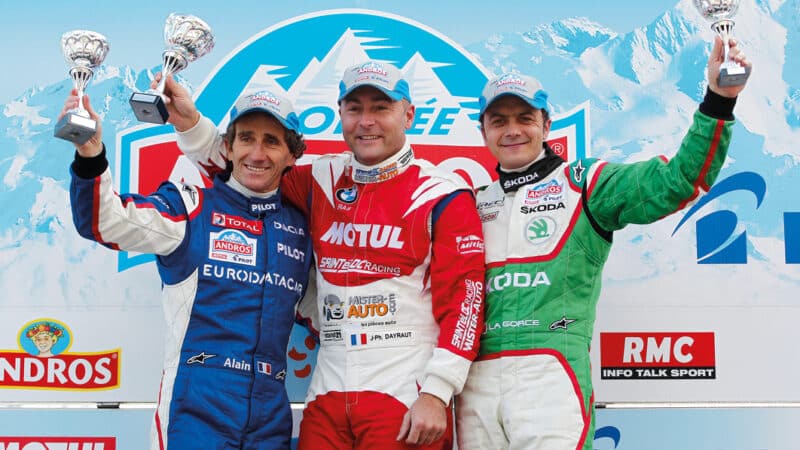 Alain Prost, left, at the 2012 Andros Trophy