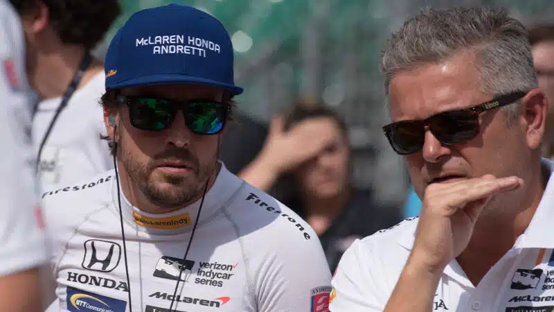 Fernando Alonso with Gil de Ferran at Indianapolis