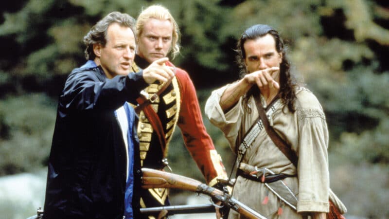 Mann, left, filming The Last of the Mohicans.